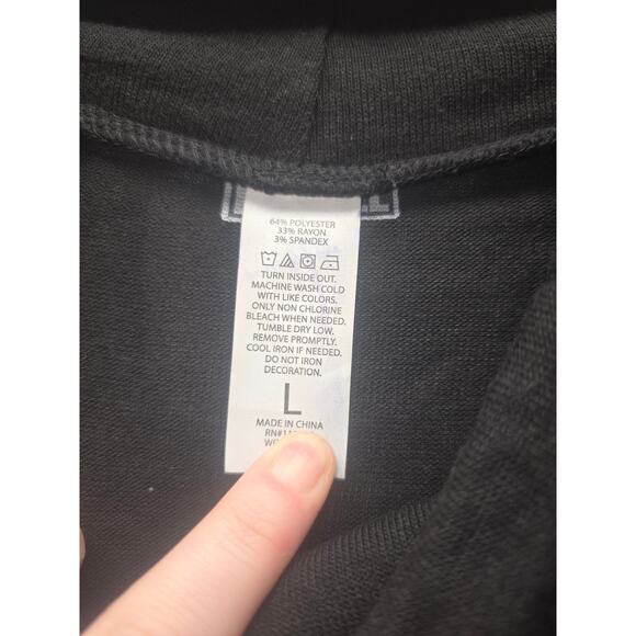 Marvel Sweater Womens Size Large Black Long Sleeve Cowl Neck Drawstring Iron Man - Picture 3 of 8